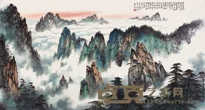 李国华 丁卯（1987）年作 黄山西海 立轴 118×219cm